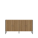 Balcão Buffet 4 Portas Aço com MDF Voss 146 cm - Freijó c/ Preto Fosco