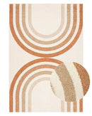 Tapete Egípcio para Sala e Quarto Kairo 200 x 250 cm - Geométrico Off White c/ Laranja