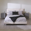 Cama Estofada Queen com Cabeceira Eos - Linho Texturizado Off White