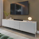 Rack para TV Até  75" 2 Gavetas 2 Portas Jasper 220 cm - Off White Fosco c/ Champanhe