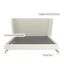 Cama Estofada King com Cabeceira Elara - Linho Off White