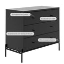 Cômoda 3 Gavetas Jasper 94 cm - Preto Fosco