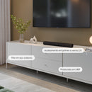 Rack para TV Até  75" 2 Gavetas 2 Portas Jasper 220 cm - Off White Fosco c/ Champanhe