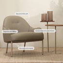 Poltrona Estofada Etienne - Couro Natural Cinza c/ Champanhe