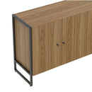 Balcão Buffet 4 Portas Aço com MDF Voss 146 cm - Freijó c/ Preto Fosco