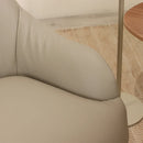 Poltrona Estofada Etienne - Couro Natural Cinza c/ Champanhe