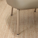 Poltrona Estofada Etienne - Couro Natural Cinza c/ Champanhe