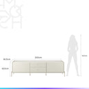 Rack para TV Até  75" 2 Gavetas 2 Portas Jasper 220 cm - Off White Fosco c/ Champanhe