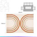 Tapete Egípcio para Sala e Quarto Kairo 200 x 250 cm - Geométrico Off White c/ Laranja