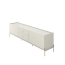 Rack para TV Até  75" 2 Gavetas 2 Portas Jasper 220 cm - Off White Fosco c/ Champanhe