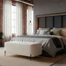 Recamier Estofado Nysa 160 cm - Linho Off White c/ Preto