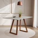 Mesa de Jantar Retangular 6 Lugares Vonetta 160 m - Natural c/ Off White