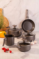 Jogo de Panelas 7 Peças Indução Gás Conjunto de Panelas Revestido em Cerâmica Granito Antiaderente Frigideira