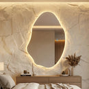 Espelho Orgânico Grande C/ Led 70x50cm Quarto Sala Hall Luxo Moldura Quente-3000k