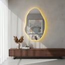 Espelho Orgânico Grande C/ Led 70x50cm Quarto Sala Hall Luxo Moldura Quente-3000k