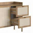 Buffet 3 Portas 2 Gavetas Ander 183 cm - Mel c/ Palhinha - Dourado