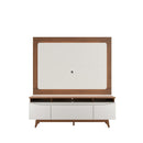 Rack Flynt com Painel Oslo para TV até 75” 3 Portas 184 cm - Canella c/ Off White Fosco