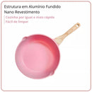 Jogo de Panelas 5 Peças Indução Gás Conjunto de Panelas Revestido em Cerâmica Granito Antiaderente Frigideira