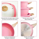 Jogo de Panelas 5 Peças Indução Gás Conjunto de Panelas Revestido em Cerâmica Granito Antiaderente Frigideira