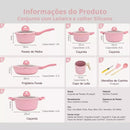 Jogo de Panelas 5 Peças Indução Gás Conjunto de Panelas Revestido em Cerâmica Granito Antiaderente Frigideira