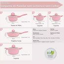 Jogo de Panelas 5 Peças Indução Gás Conjunto de Panelas Revestido em Cerâmica Granito Antiaderente Frigideira