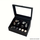 Caixa De Exibição Para Movimentador Automático De Relógio Cor Preto (Cabe 6 relogios em movimento + 6 relogios na parte fixa)